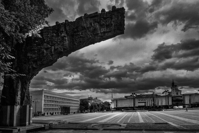 Ljubljana-monument-of-revolution-on-Republic-square-ib-03 Monument of the Revolution on Republic square with skyline in the background. Photo by Iztok Boncina.