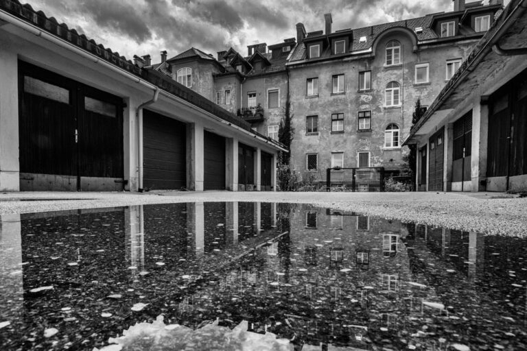 Ljubljana-old-socialistic-apartment-buildings-ib-02 Old socialist apartment building with reflection, Ljubljana. Photo by Iztok Boncina.