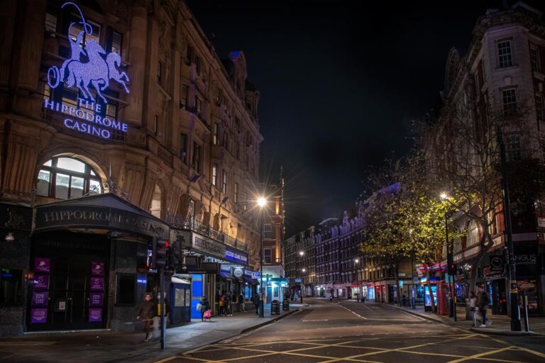 The-Hippodrome-Casino-London-Lockdown-SF-20 The Hippodrome casino at night in London. Photo by Susannah Fields